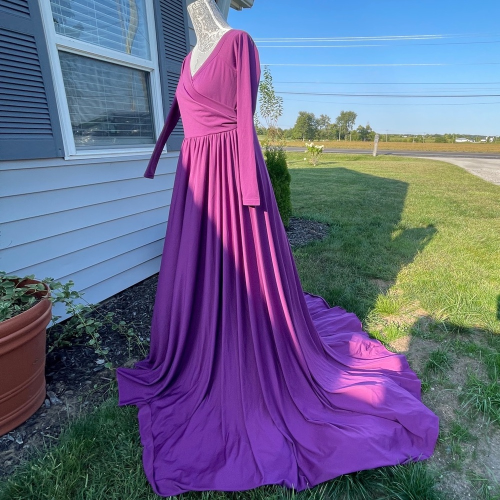 Chic Long Sleeve Purple Gown - Picture 6 of 13
